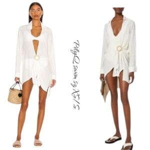 NWT PQ Swim Millie Tie Cover Up Viscose Water Lily White Sz XS/S Resort
